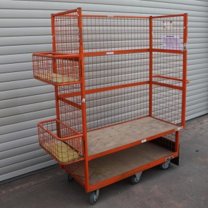 Used Heavy Duty 6 Wheel Stock 2 Shelf Truck Trolley